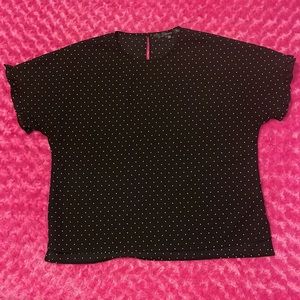 NWOT Stitch Fix Fun2Fun Black Blouse wPolkaDots